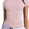 Womens Short Saonta Basic T-Shirts Summer Crewneck Crop Tops Going Out Layer Slim Fit Y2K Tops