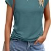 Womens Tops Casual Dressy Basic T Shirts Loose Fit Crewneck Cap Saonta Tee Summer Outfits 2024