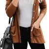 Women's Cardigans Button Down Solid Knit Loose Cardigans with Pockets