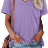 Womens T Shirts 2024 Short Saonta V-Neck Shirts Cute Fit Summer Casual Tee Tops S-XXL