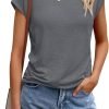 Womens Tops Casual Dressy Basic T Shirts Loose Fit Crewneck Cap Saonta Tee Summer Outfits 2024