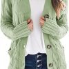 Womens Open Front Cardigan Fashion Button Down Cable Knit Chunky Outwear Coats