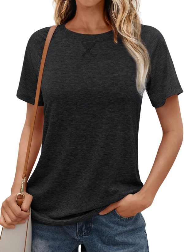 T Shirts Short Saonta Crewneck Tees for Women Trendy Lightweight Soft Casual Summer Tops Clothes 2024