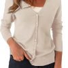 711eVsnFnIS._AC_SL1500 Women's Button Down Crew Neck Long Saonta Soft Knit Cardigan Sweaters