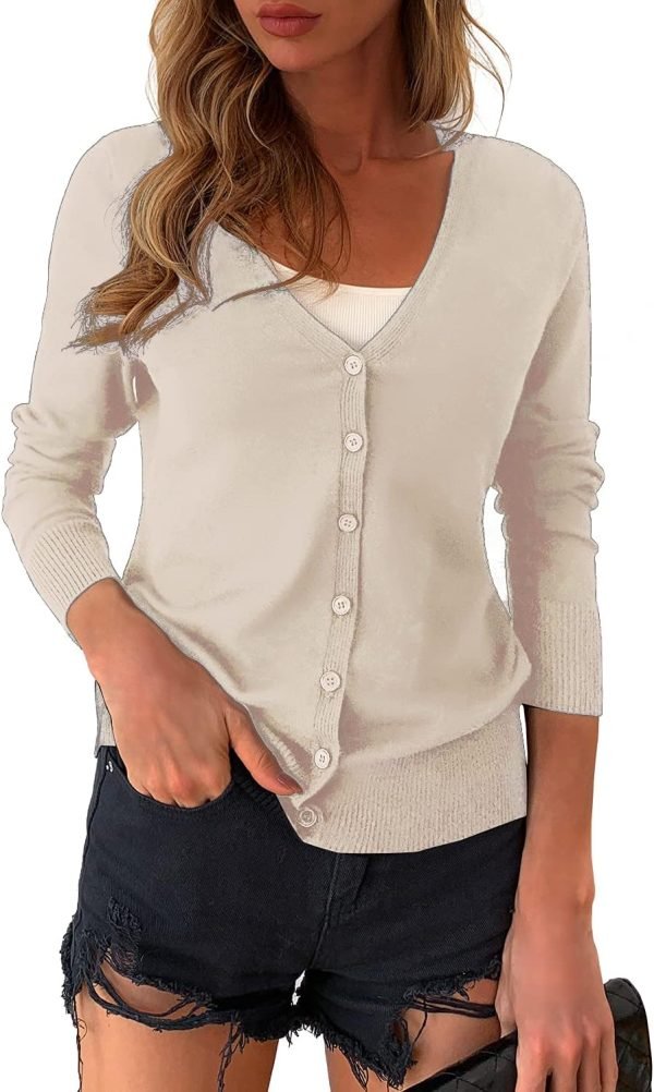 711eVsnFnIS._AC_SL1500 Women's Button Down Crew Neck Long Saonta Soft Knit Cardigan Sweaters
