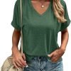 Women's Tshirts V Neck Short Saonta Summer Tops Casual Basic Tee Shirts