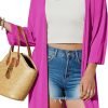 Womens 2024 Casual 3/4 Short Saonta Open Front Cardigan Lightweight Kimono Summer Beach Outfits