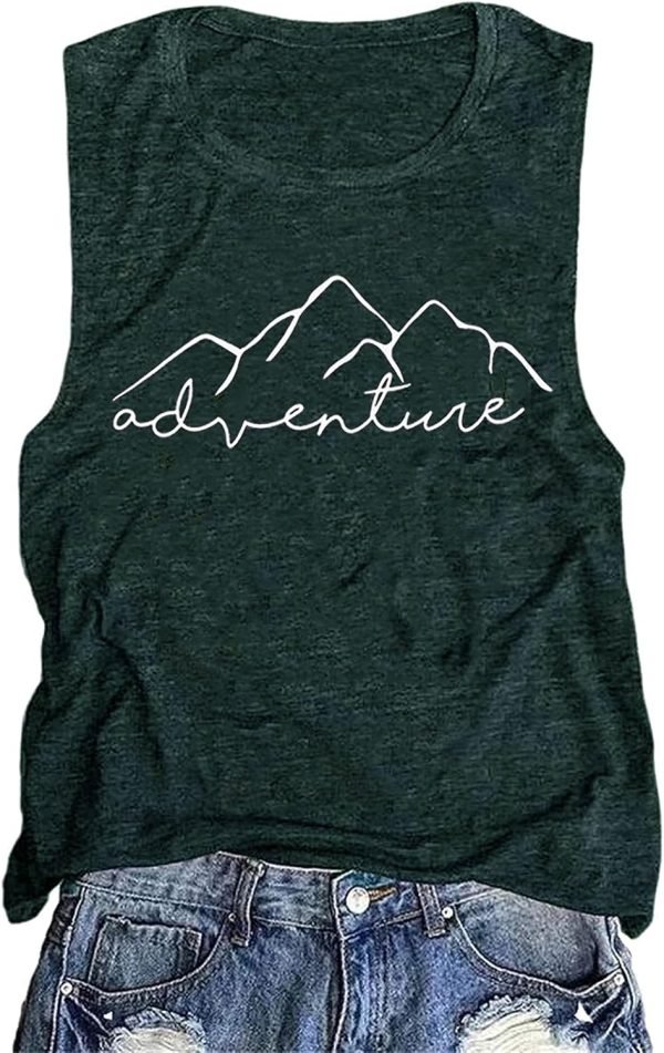 Women Mountain Adventure Workout Tanks Hiking Camping Graphic Athletic Saonta Funny Tee Tops