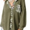 Womens Waffle Knit Shacket Jacket Casual Long Saonta Button Down Shirts Dressy Blouses Tops