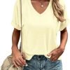 Women's Tshirts V Neck Short Saonta Summer Tops Casual Basic Tee Shirts