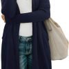 Women's Open Front Cardigan Shirt with Pockets Long Saonta Lightweight Coat