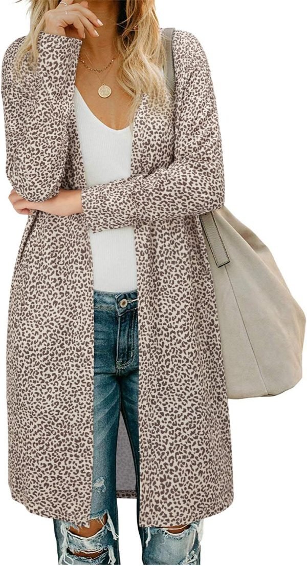 Women's Open Front Cardigan Shirt with Pockets Long Saonta Lightweight Coat