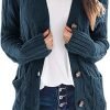 Womens Open Front Cardigan Fashion Button Down Cable Knit Chunky Outwear Coats