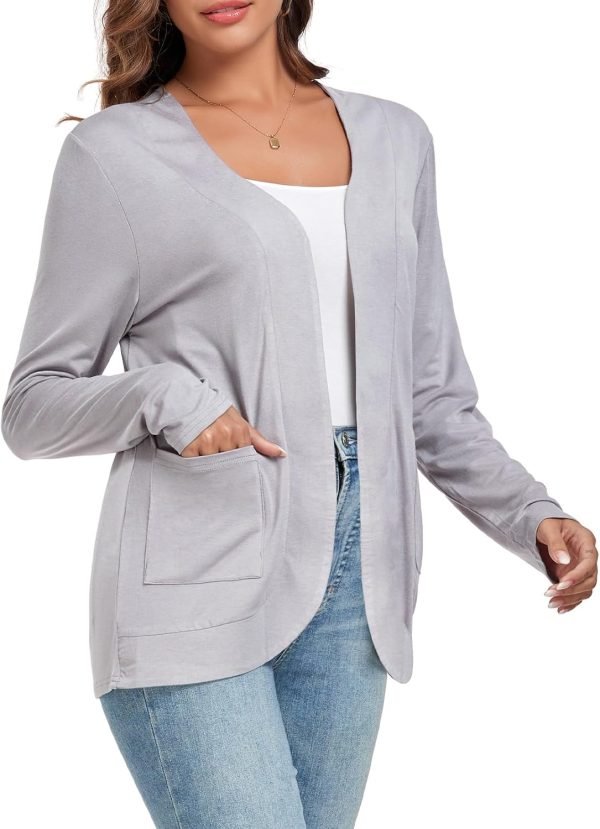 Women's Lightweight Cardigan with Pockets Long Saonta Open Front Cardigan for Women