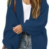 Women's 2024 Fall Open Front Long Lantern Saonta Cardigan Oversized Chunky Outwear with Pocket