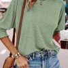 Women's 2024 Fashion Tops 3/4 Saonta T-Shirts Cute Crewneck Basic Business Tees Blouses