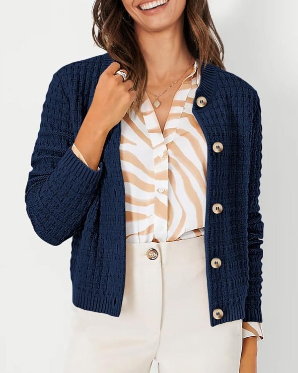 Womens Knit Cardigan Long Saonta Open Front Button Down Jacket