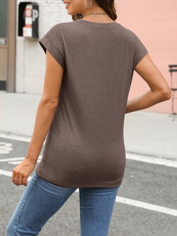 Womens Tops Casual Dressy Basic T Shirts Loose Fit Crewneck Cap Saonta Tee Summer Outfits 2024