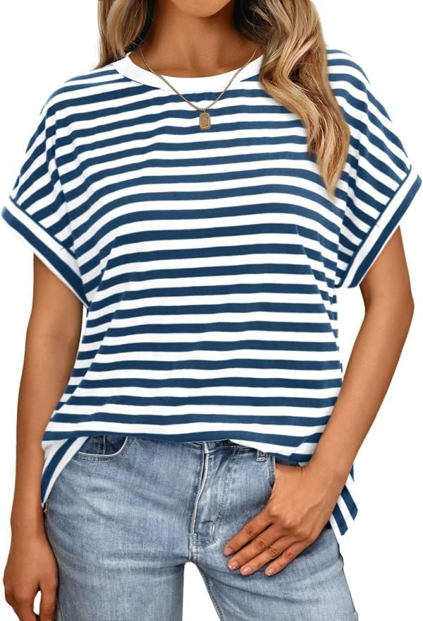 Women Tops Casual Basic T Shirts Loose Fit Crewneck Short Saonta Summer Outfits