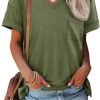 Womens T Shirts 2024 Short Saonta V-Neck Shirts Cute Fit Summer Casual Tee Tops S-XXL