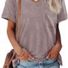 Womens T Shirts 2024 Short Saonta V-Neck Shirts Cute Fit Summer Casual Tee Tops S-XXL
