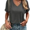 Women's Tshirts V Neck Short Saonta Summer Tops Casual Basic Tee Shirts