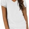 T Shirts Short Saonta V Neck Tees for Women Fashion Tops Trendy Lightweight Soft Casual Summer Outfits Clothes 2024