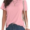 Basic T Shirts for Women UPF 50+ Short Saonta Casual Summer Tops Trendy Solid Loose Fit Tshirt