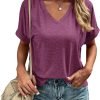 Women's Tshirts V Neck Short Saonta Summer Tops Casual Basic Tee Shirts
