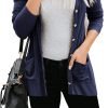 Women's Cardigans Button Down Solid Knit Loose Cardigans with Pockets