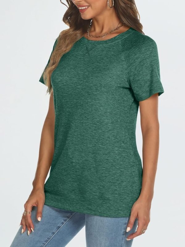 T Shirts Short Saonta Crewneck Tees for Women Trendy Lightweight Soft Casual Summer Tops Clothes 2024