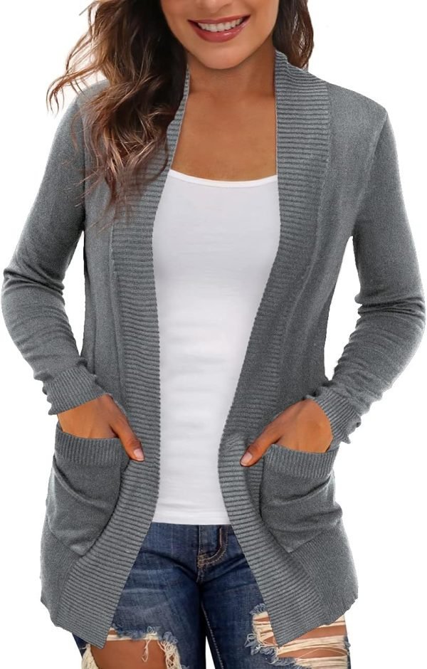 Women's Cardigans with Pockets Casual Lightweight Open Front Cardigan Sweaters for Women (S-2XL)