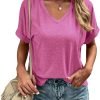 Women's Tshirts V Neck Short Saonta Summer Tops Casual Basic Tee Shirts