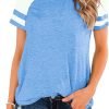 Womens Shirts Casual Tunic Tops Color Block Crewneck Summer Loose Fitting Workout Tee Shirts
