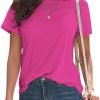 Basic T Shirts for Women UPF 50+ Short Saonta Casual Summer Tops Trendy Solid Loose Fit Tshirt