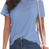 Basic T Shirts for Women UPF 50+ Short Saonta Casual Summer Tops Trendy Solid Loose Fit Tshirt