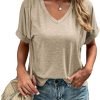 Women's Tshirts V Neck Short Saonta Summer Tops Casual Basic Tee Shirts
