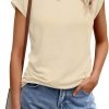 Womens Tops Casual Dressy Basic T Shirts Loose Fit Crewneck Cap Saonta Tee Summer Outfits 2024