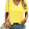 Women's Tshirts V Neck Short Saonta Summer Tops Casual Basic Tee Shirts