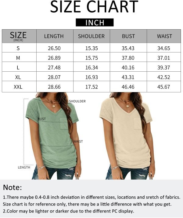 Womens T Shirts Short Saonta V Neck Tops with Pockets Summer Fashion Trendy Soft Casual Comfy Outfits Clothes 2024