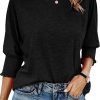 Women's 2024 Fashion Tops 3/4 Saonta T-Shirts Cute Crewneck Basic Business Tees Blouses