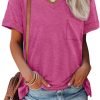 Womens T Shirts 2024 Short Saonta V-Neck Shirts Cute Fit Summer Casual Tee Tops S-XXL