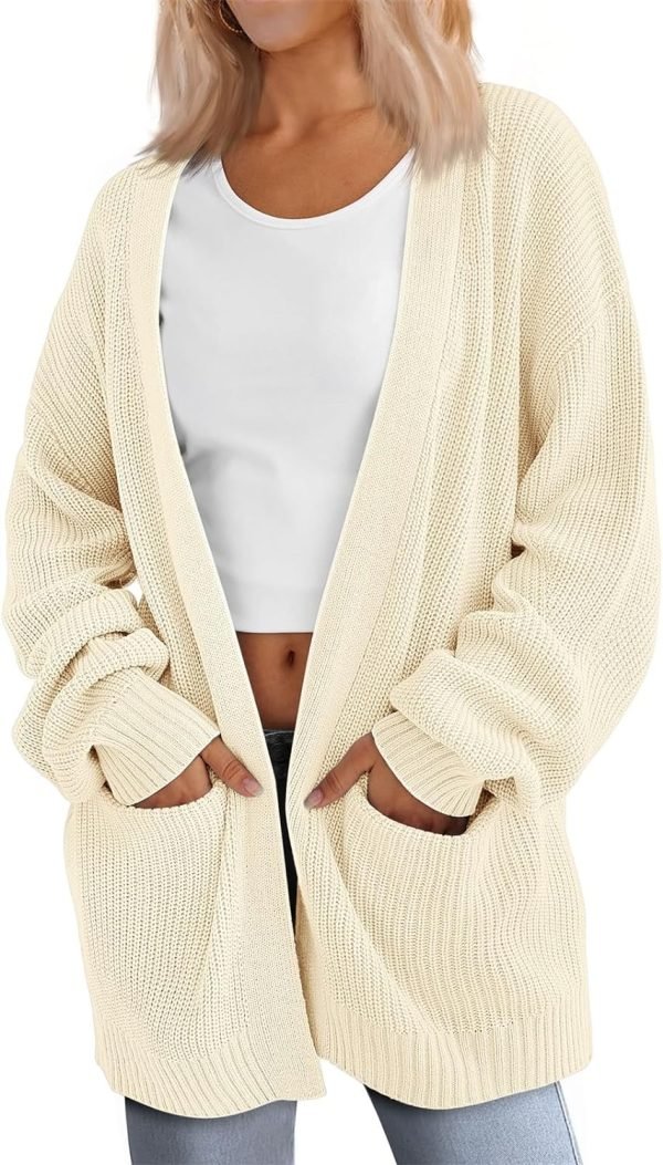 Womens Oversized Cardigans Soft Knit Cardigan Sweater with Pockets