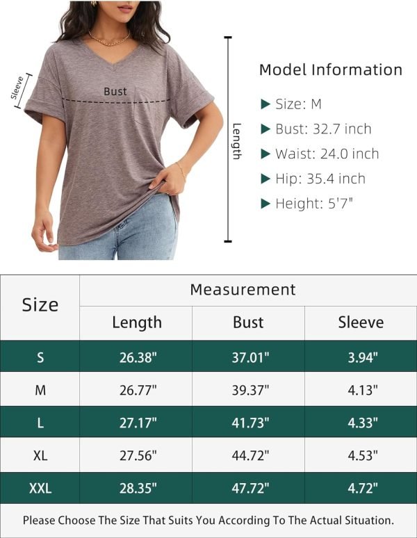 Womens T Shirts 2024 Short Saonta V-Neck Shirts Cute Fit Summer Casual Tee Tops S-XXL