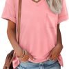 Womens T Shirts 2024 Short Saonta V-Neck Shirts Cute Fit Summer Casual Tee Tops S-XXL