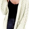 Women's 2024 Fashion Casual Open Front Long Saonta Chunky Cable Knit Cardigans Sweaters Outerwear Coats with Pockets