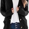 Womens Open Front Cardigan Fashion Button Down Cable Knit Chunky Outwear Coats