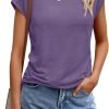 Womens Tops Casual Dressy Basic T Shirts Loose Fit Crewneck Cap Saonta Tee Summer Outfits 2024