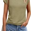 Womens Tops Casual Dressy Basic T Shirts Loose Fit Crewneck Cap Saonta Tee Summer Outfits 2024