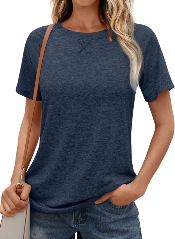 T Shirts Short Saonta Crewneck Tees for Women Trendy Lightweight Soft Casual Summer Tops Clothes 2024